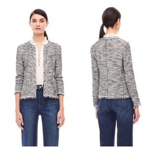 REBECCA TAYLOR  BOUCLE TWEED BLACK AND WHITE JACKET